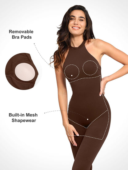 Shapewear Vücut Şekillendirici Halter Yaka Tulum