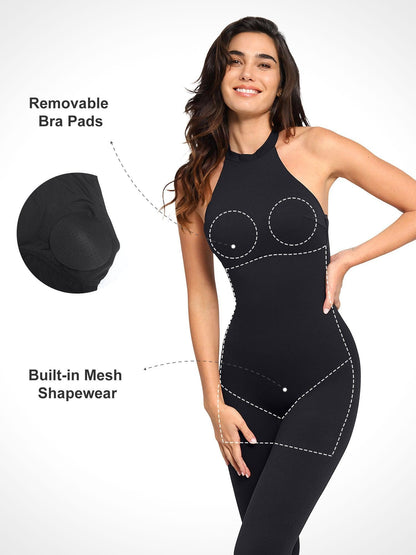 Shapewear Vücut Şekillendirici Halter Yaka Tulum