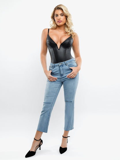 Shapewear Deri Şekillendirici Bodysuit veya Etek veya Pantalon