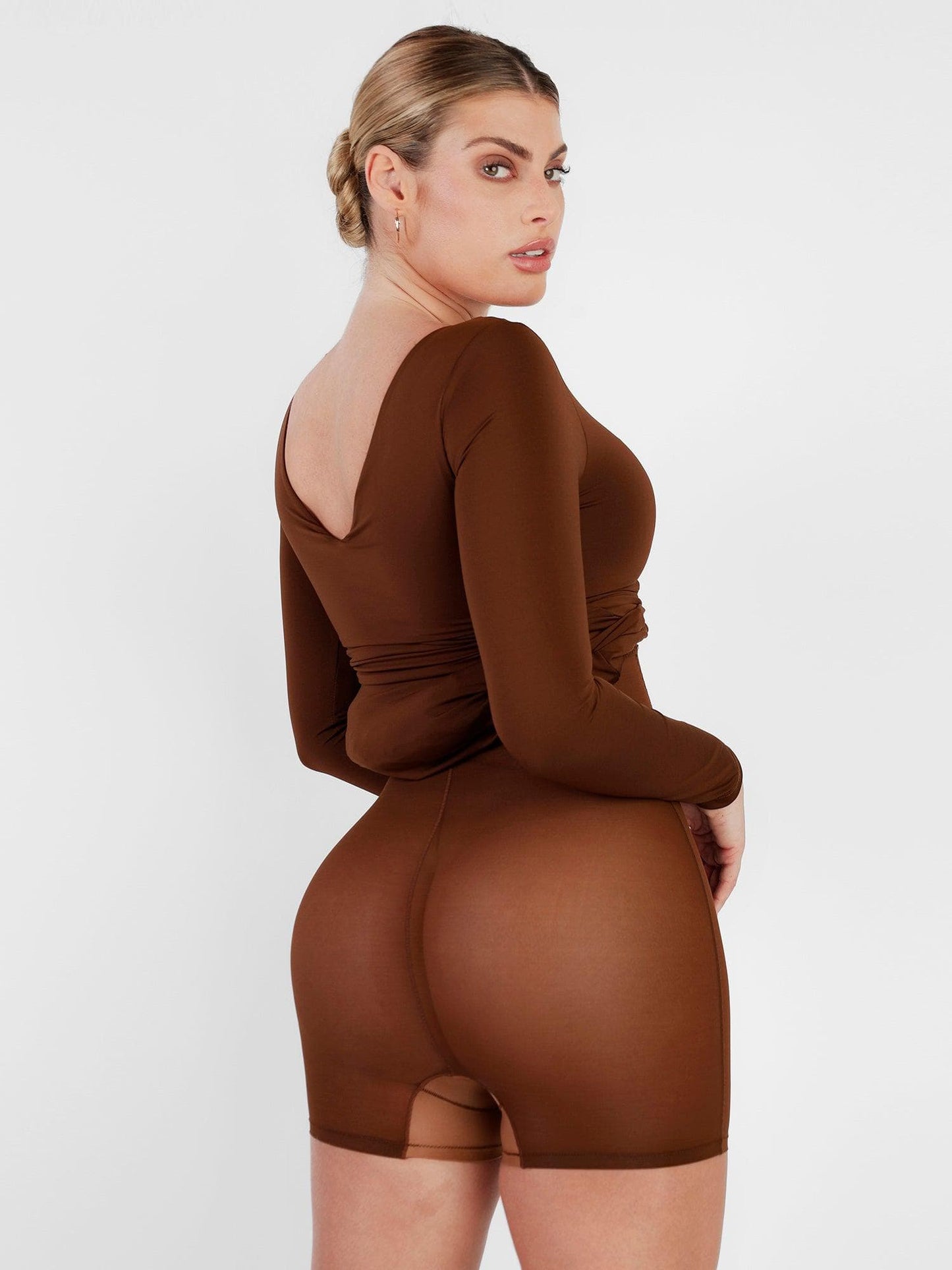 Shapewear Elbiseler Uzun Kollu Yırtmaçlı