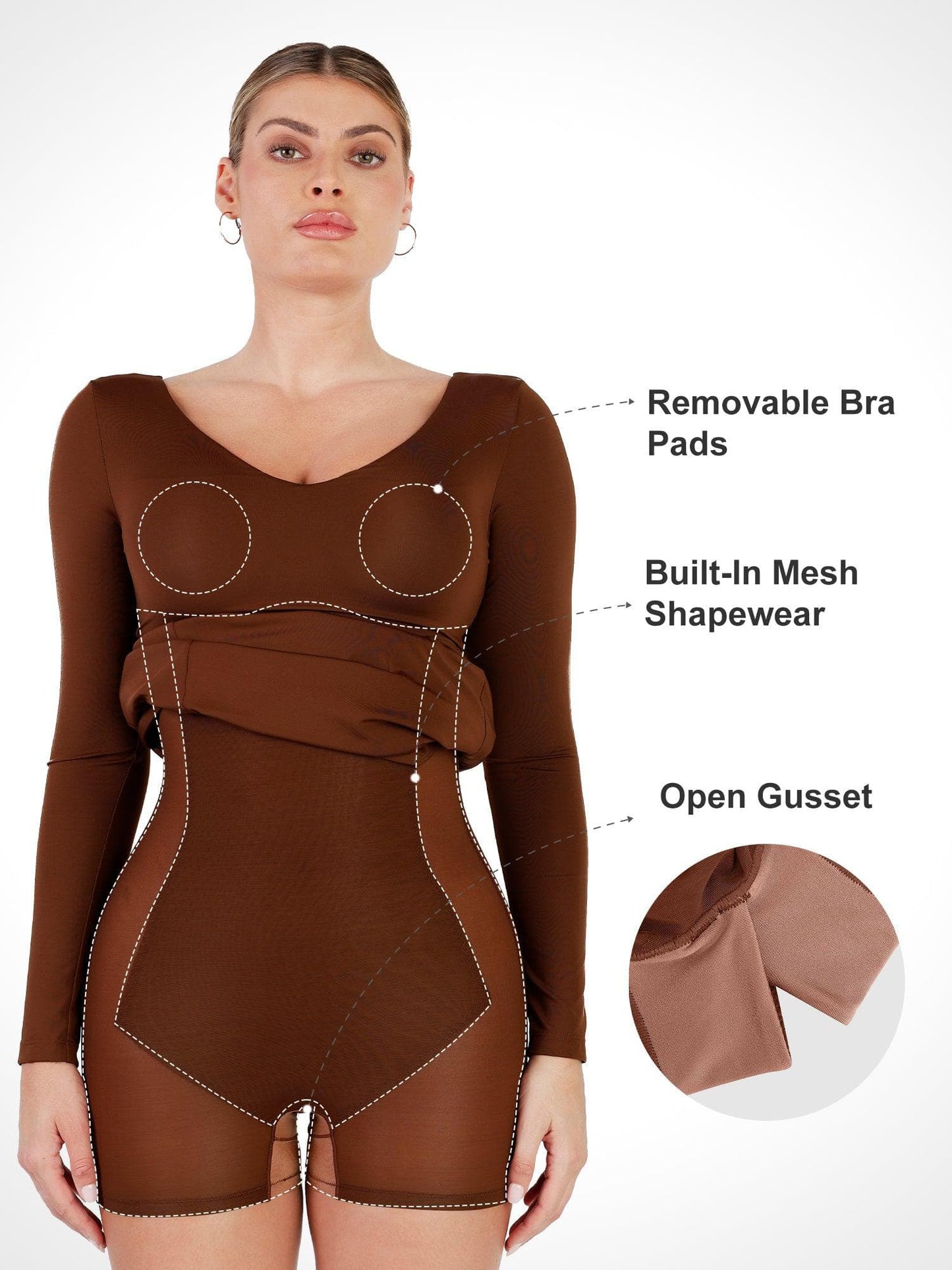 Shapewear Elbiseler Uzun Kollu Yırtmaçlı