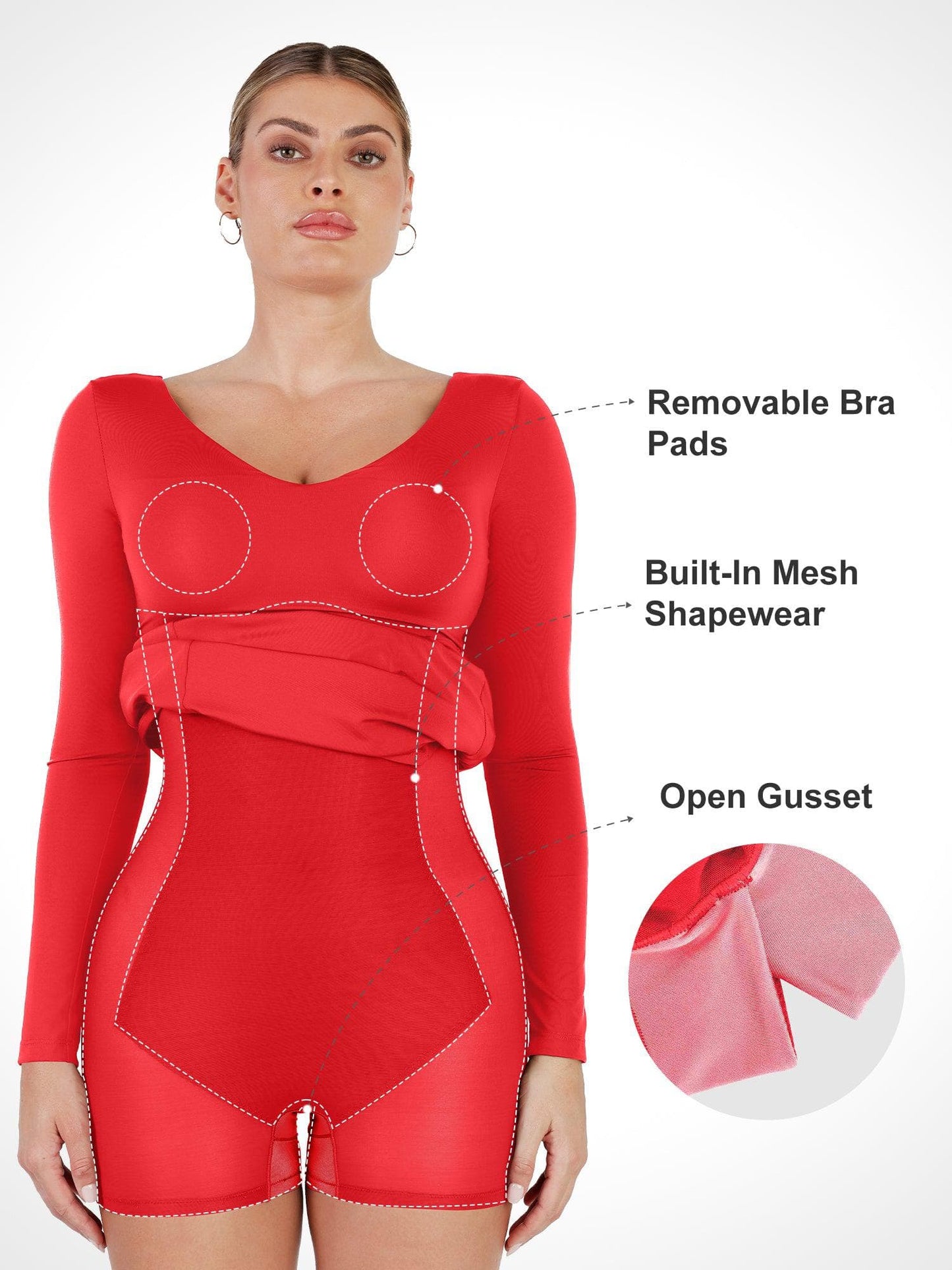 Shapewear Elbiseler Uzun Kollu Yırtmaçlı