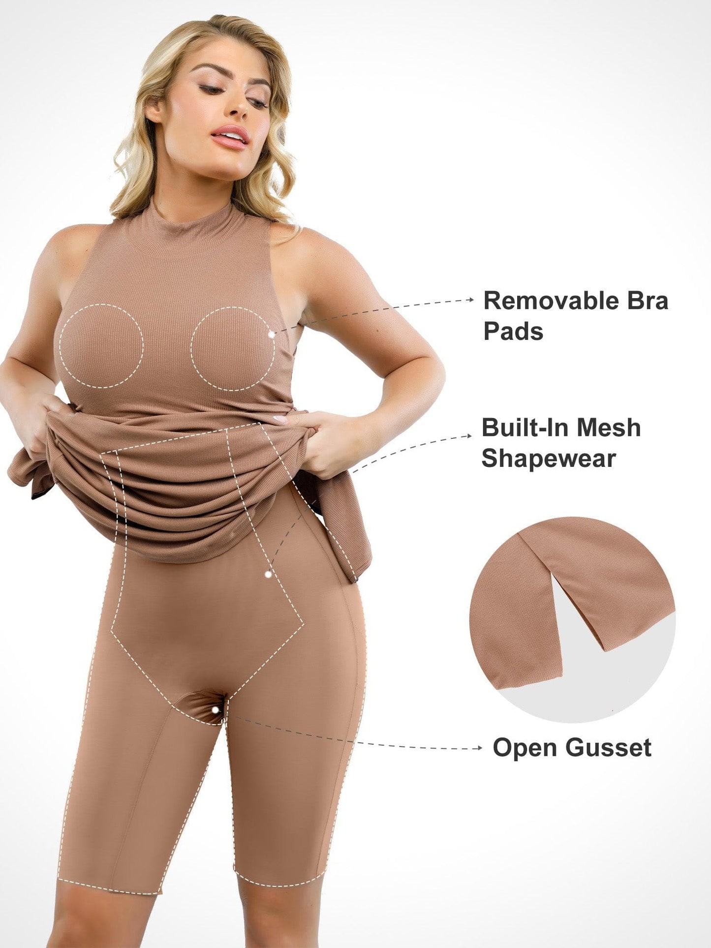 Shapewear Modal Omuz Dekolteli Yarım Balıkçı Yaka İnceltici Maksi Elbise