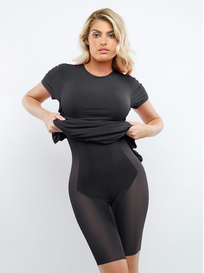 Shapewear Modal Kolsuz Takma Yaka İnceltici Maksi Elbise