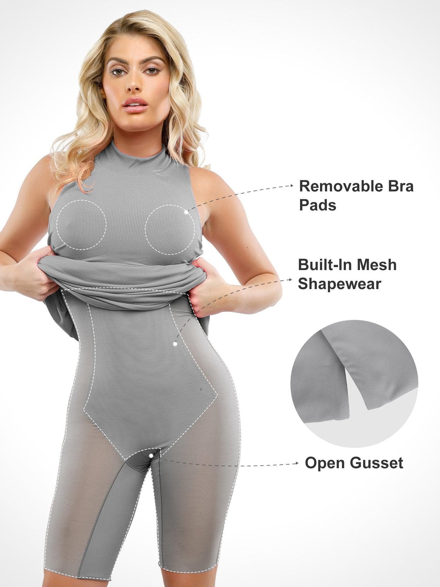 Shapewear Modal Kolsuz Takma Yaka İnceltici Maksi Elbise