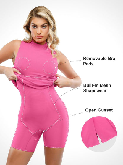 Shapewear Modal Kolsuz Büzgülü Midi Elbise