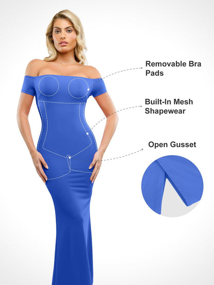 Shapewear Omuzları Açık Karın Kontrollü Toparlayıcı Maksi Elbise İçerdekiler İçin