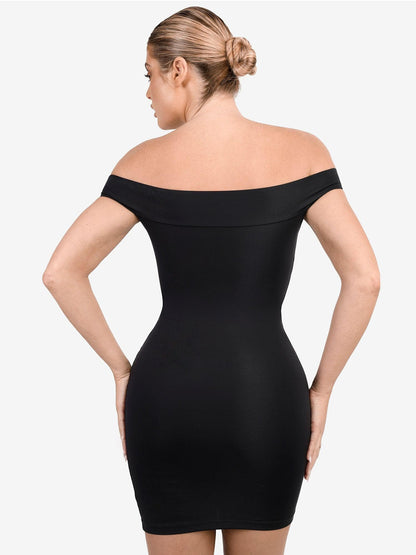 Shapewear Omuzları Açık Bodycon Mini Elbise