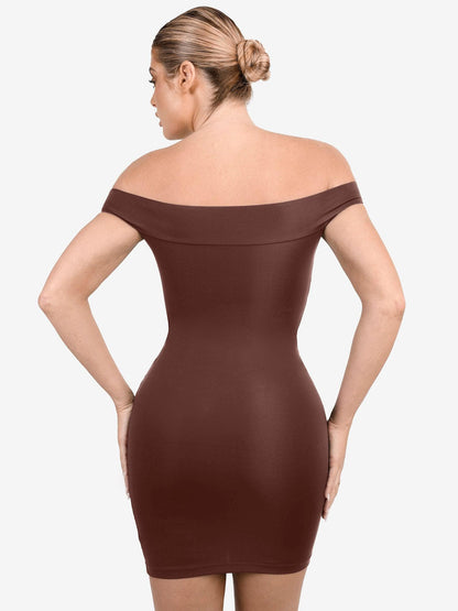 Shapewear Omuzları Açık Bodycon Mini Elbise