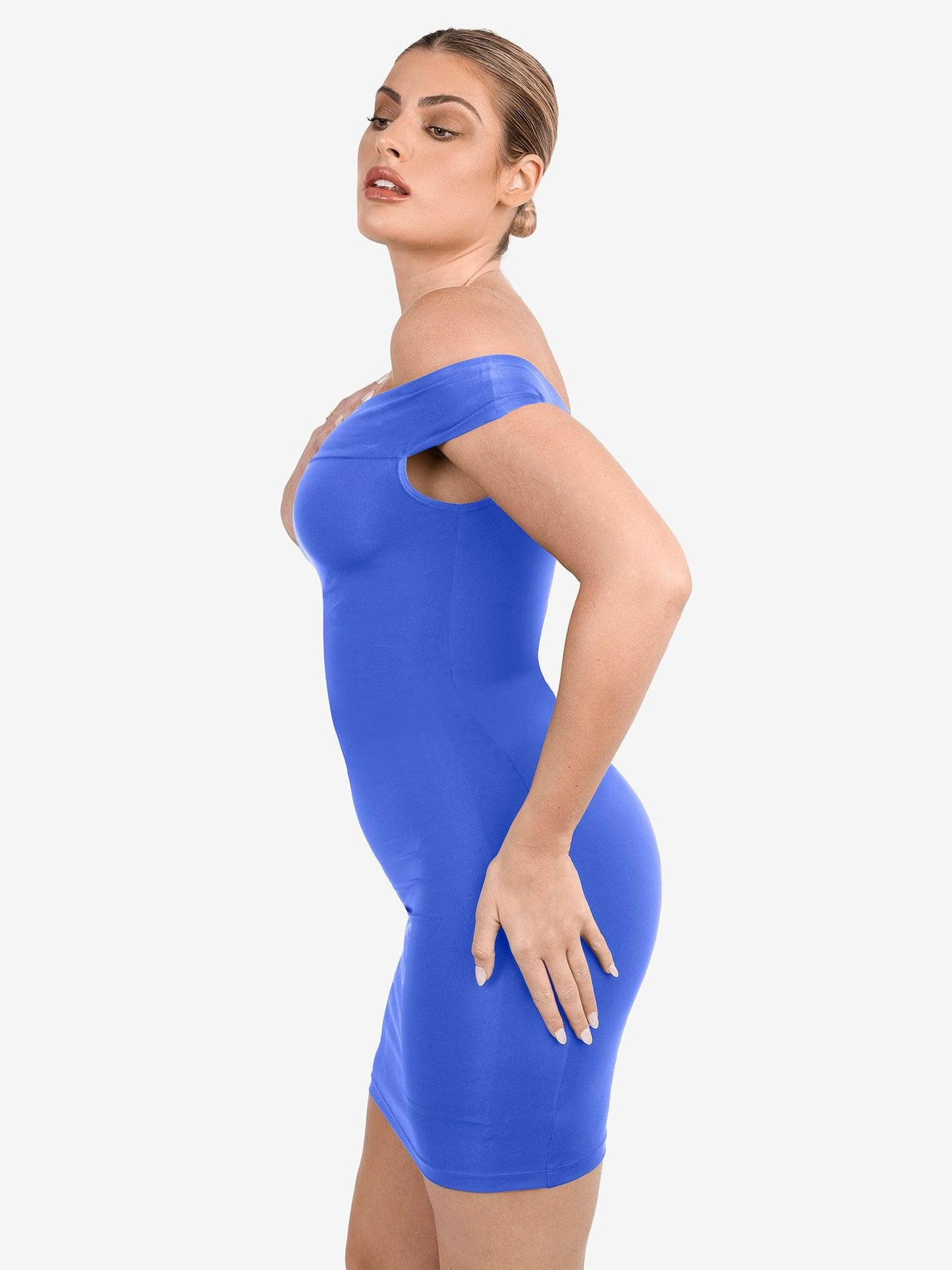 Shapewear Omuzları Açık Bodycon Mini Elbise