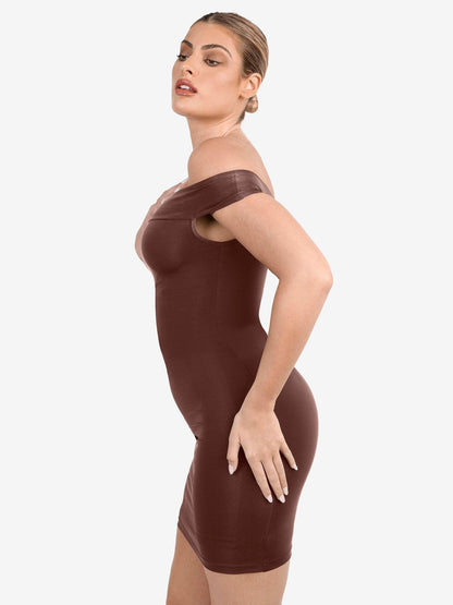 Shapewear Omuzları Açık Bodycon Mini Elbise