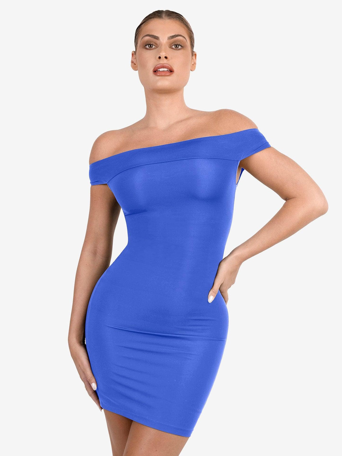 Shapewear Omuzları Açık Bodycon Mini Elbise