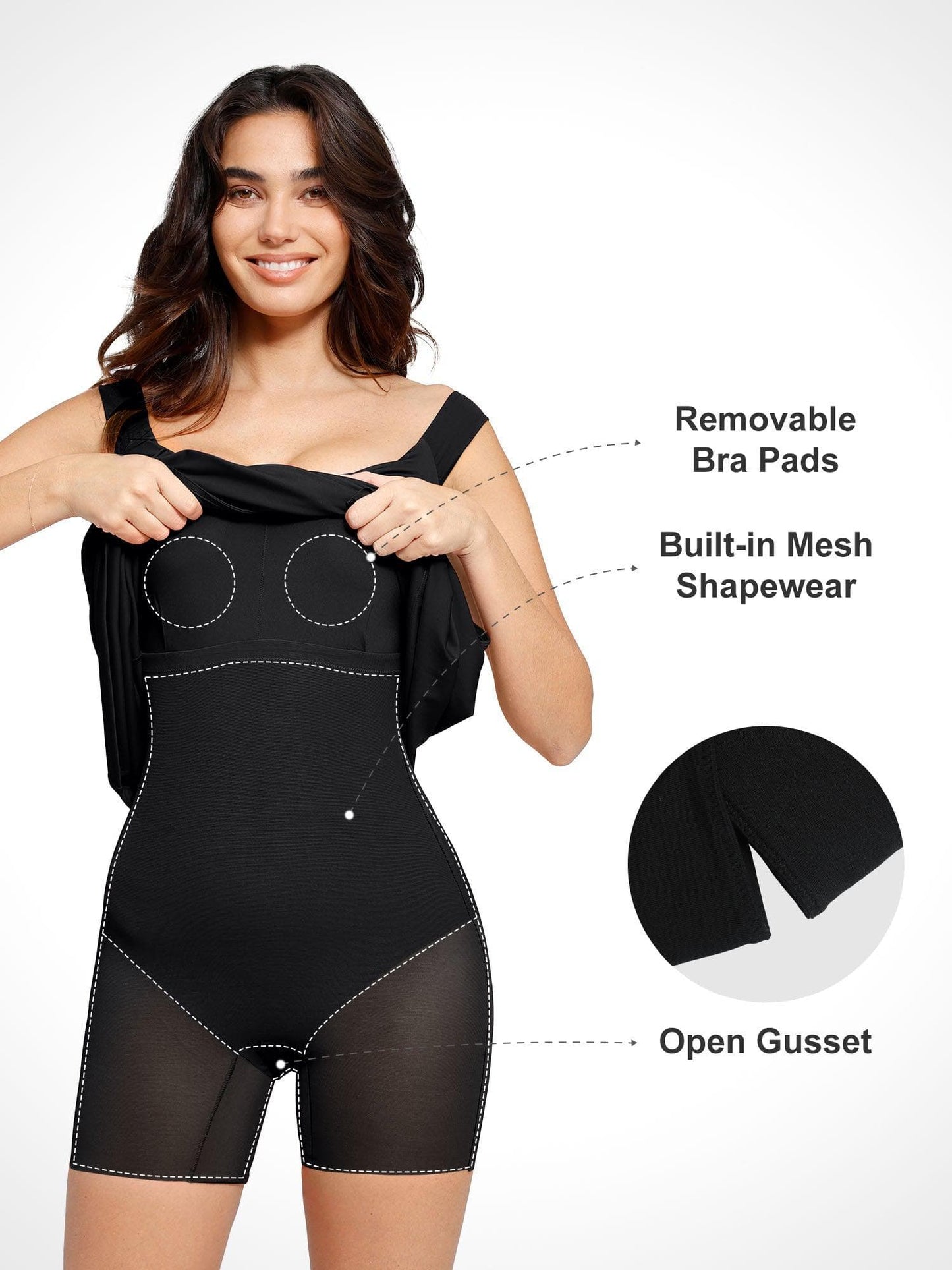 Shapewear Omuzları Açık Yandan Yırtmaçlı İnceltici Maksi Elbise