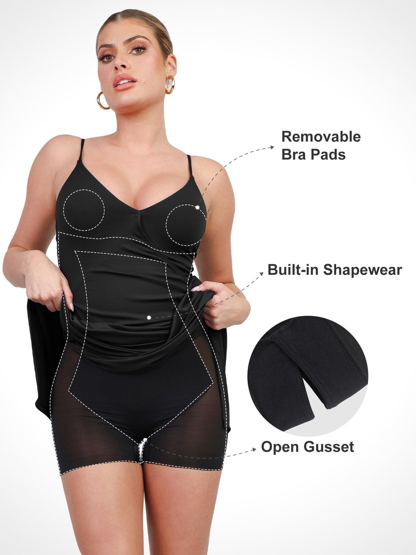 Shapewear Şekillendirici Wrap Midi Slip Elbise