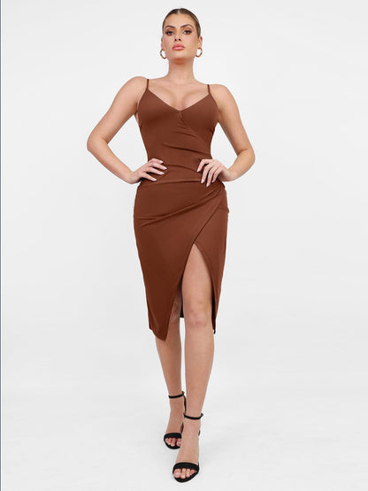 Shapewear Şekillendirici Wrap Midi Slip Elbise