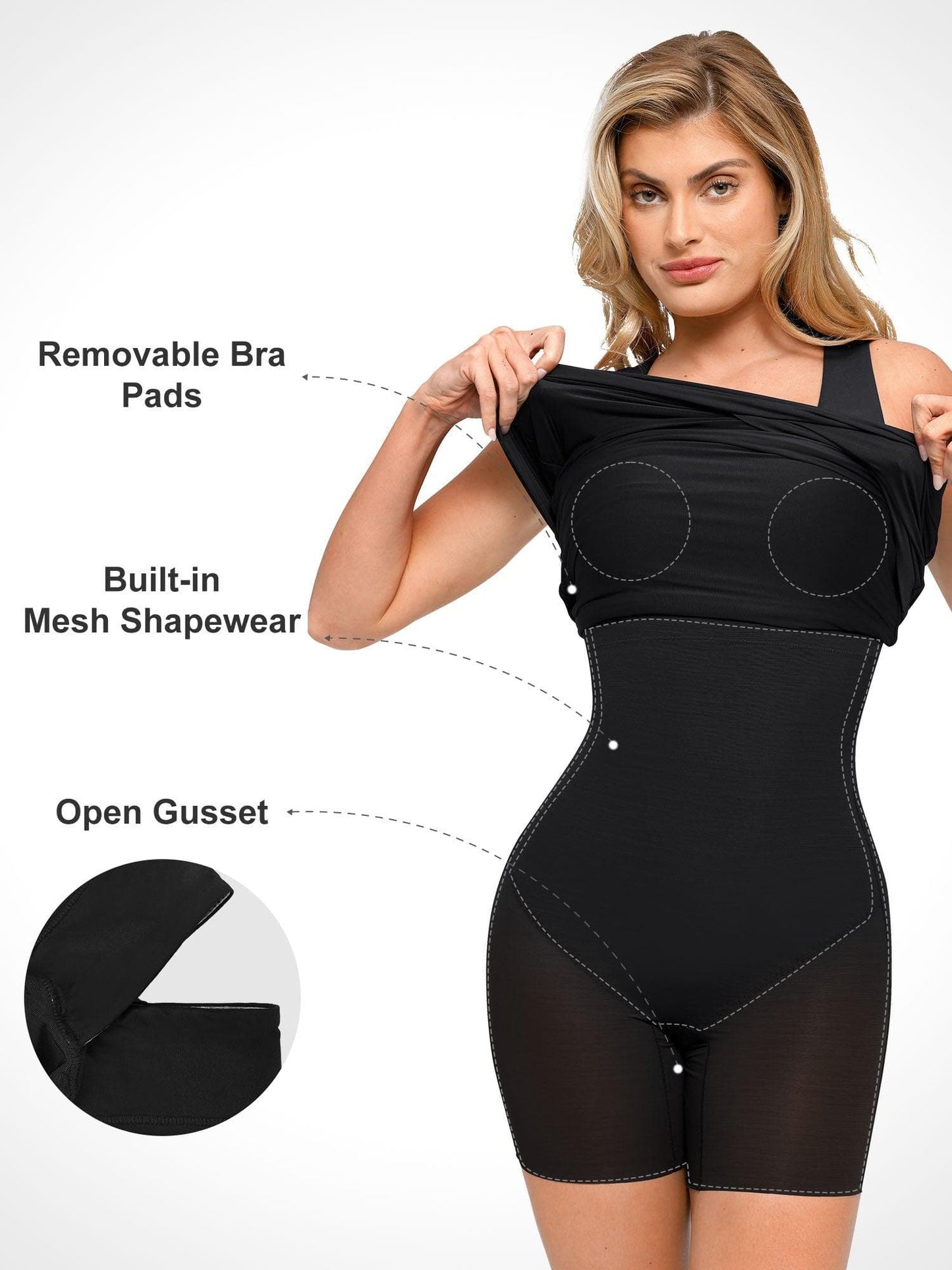 Shapewear Kare Yaka Kolsuz Dantelli Bodycon Mini Elbise