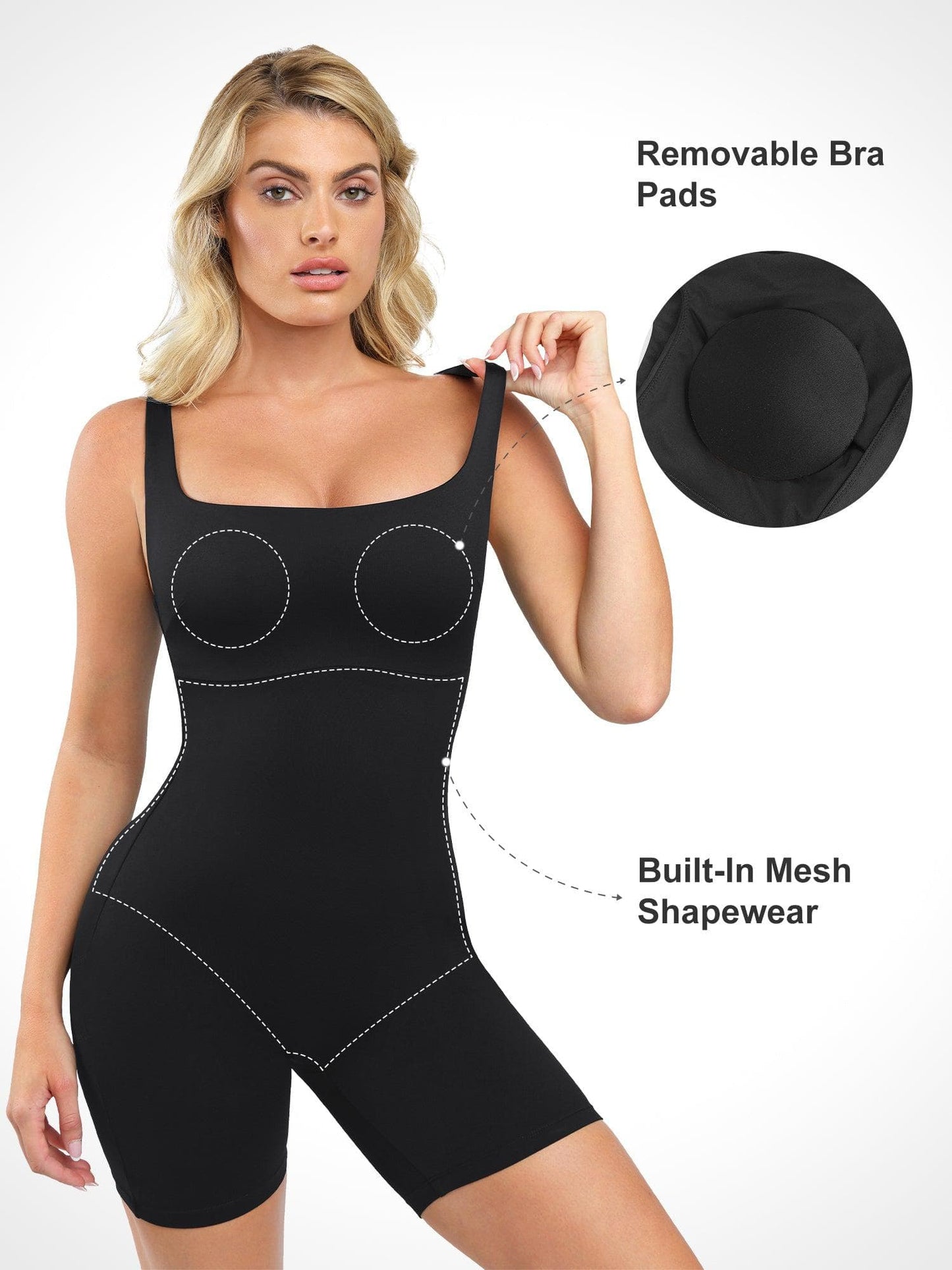 Shapewear Romper İnceltici Egzersiz Kare Yaka