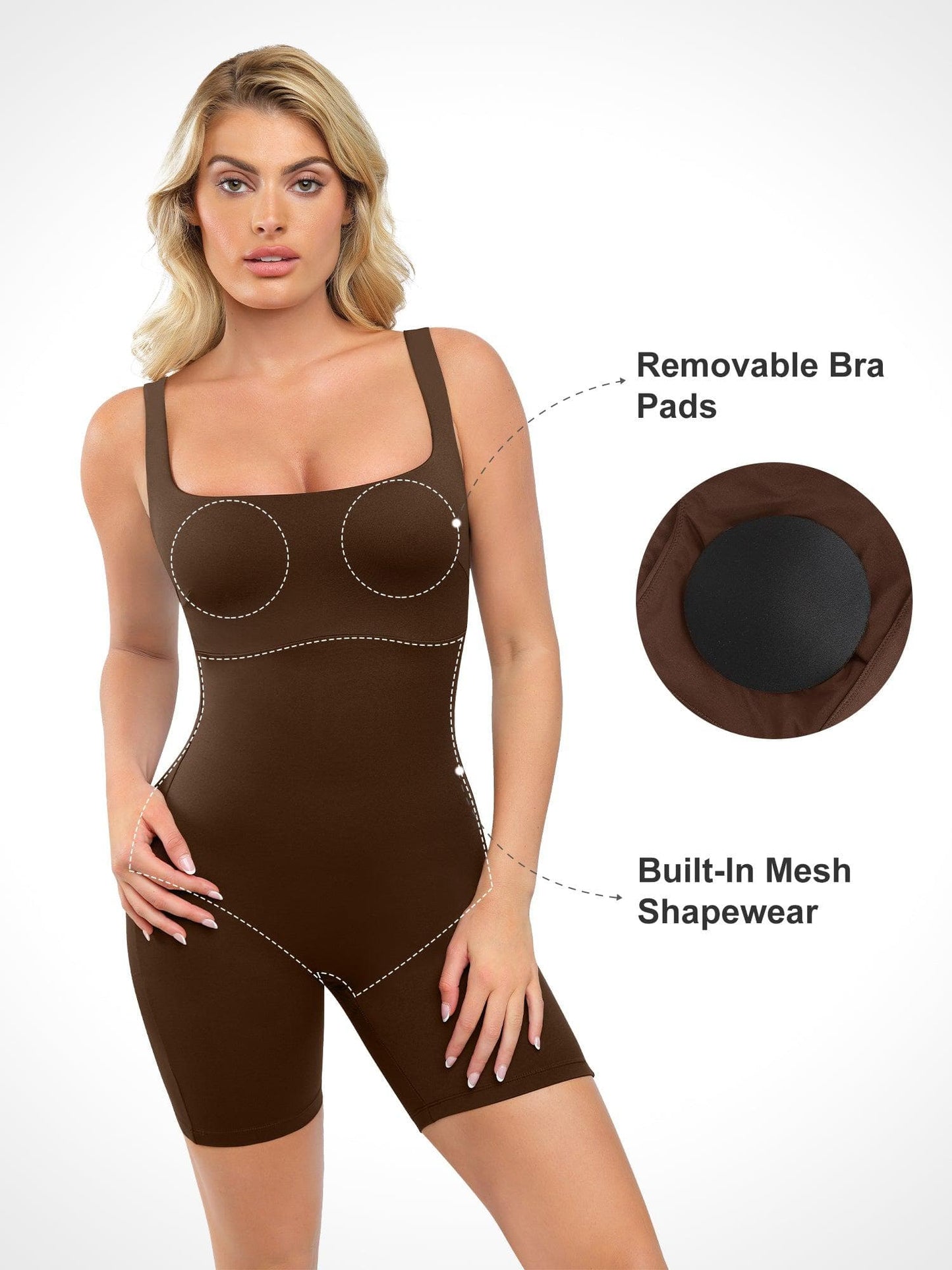 Shapewear Romper İnceltici Egzersiz Kare Yaka