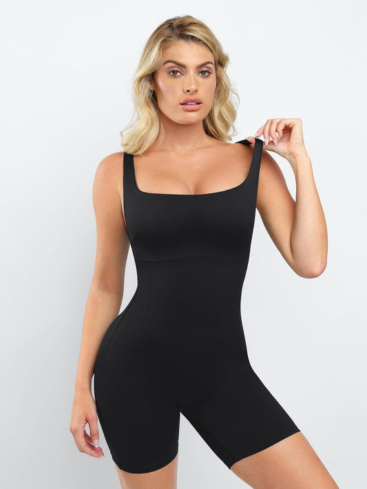 Shapewear Romper İnceltici Egzersiz Kare Yaka