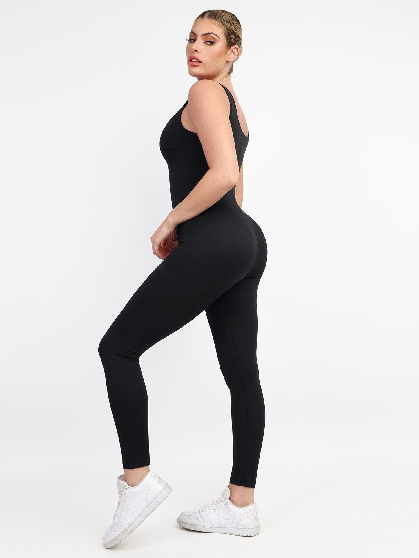 Shapewear Kare Yaka Bacak İnceltici Egzersiz Tulumu