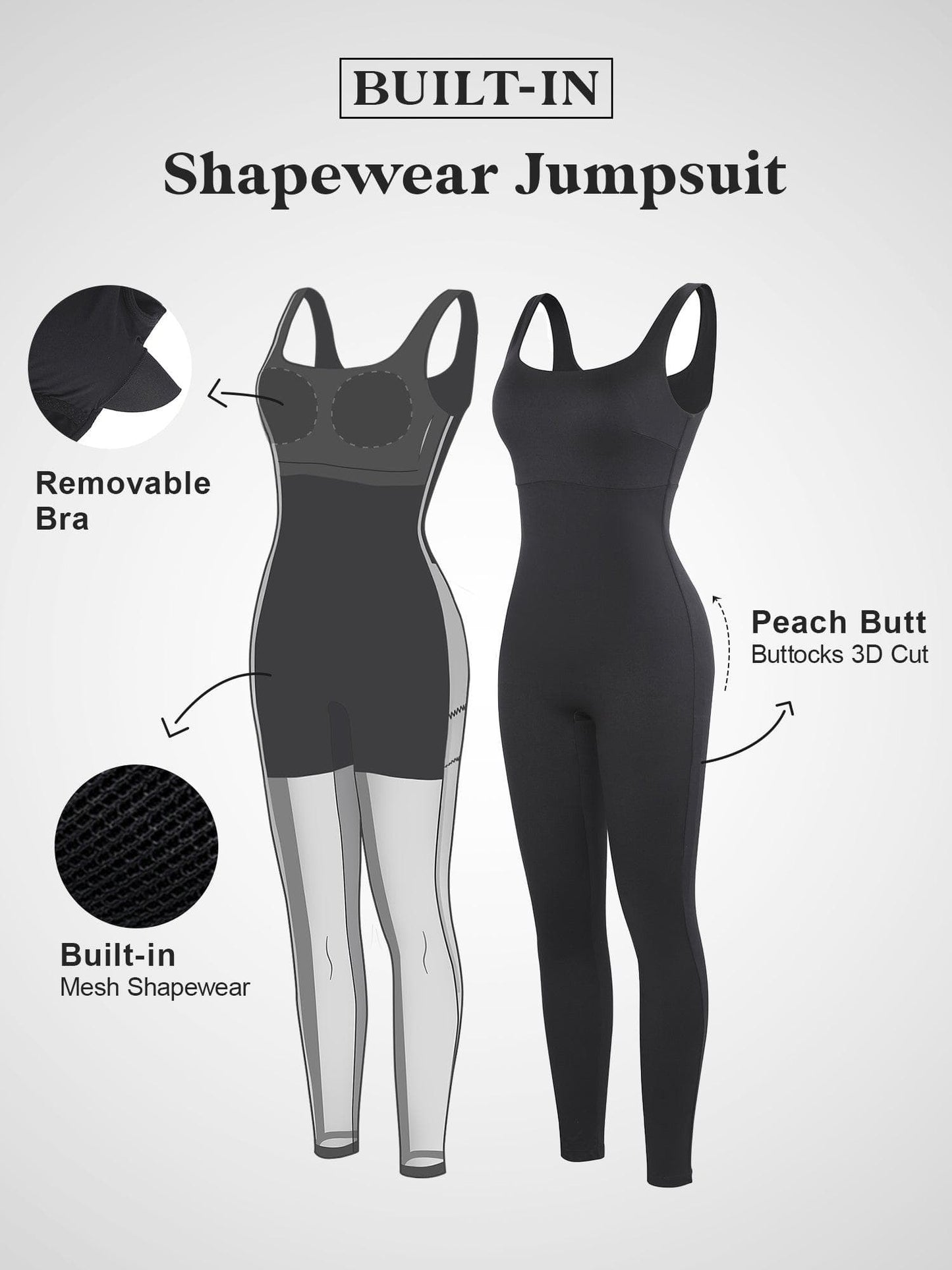 Shapewear Kare Yaka Bacak İnceltici Egzersiz Tulumu