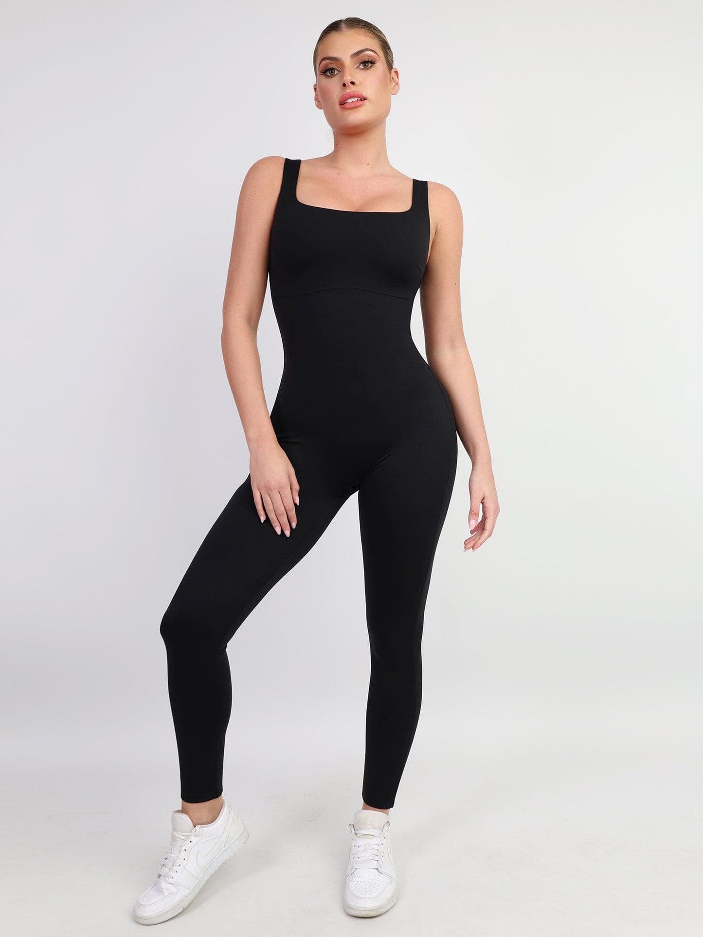 Shapewear Kare Yaka Bacak İnceltici Egzersiz Tulumu