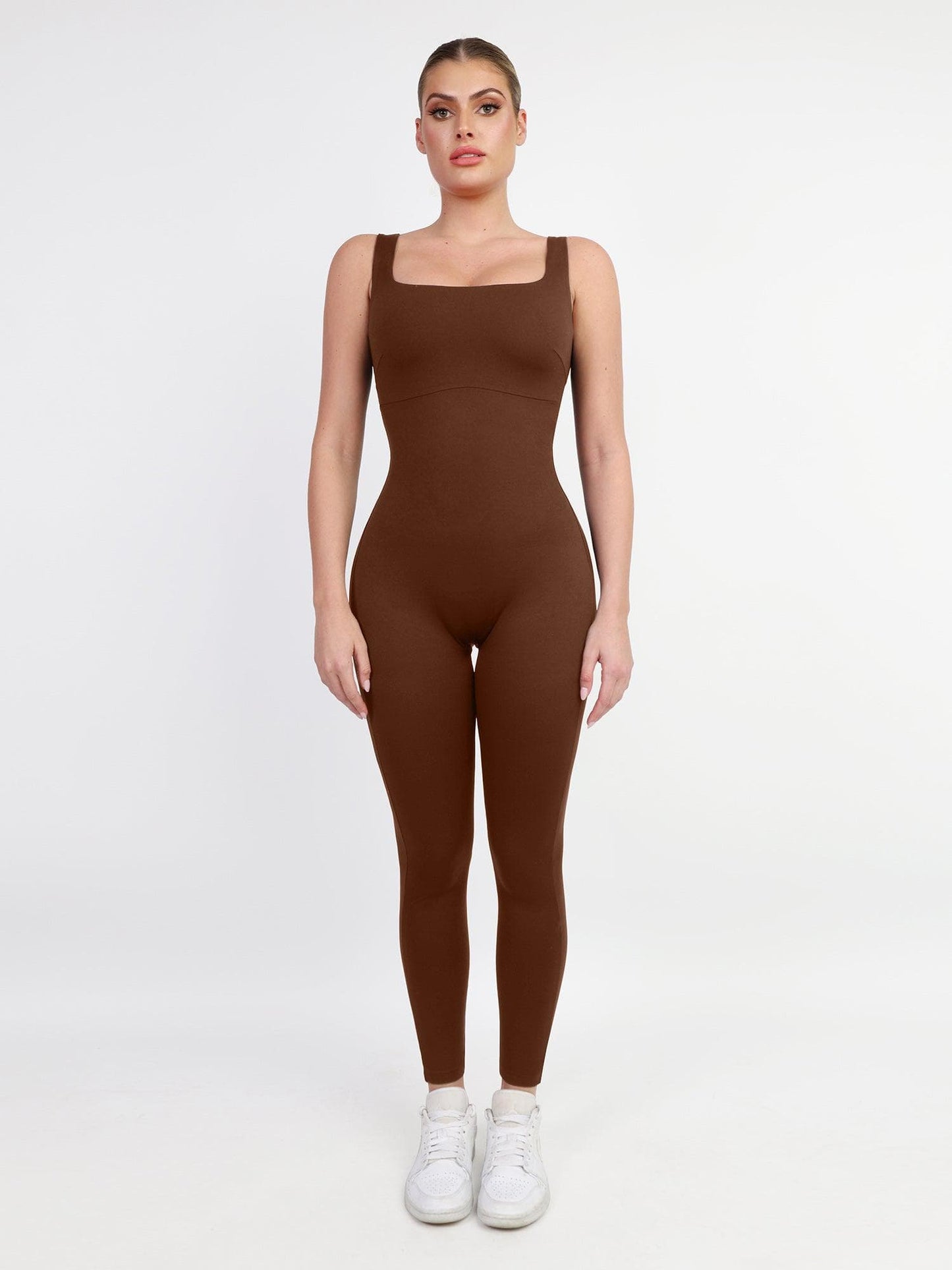 Shapewear Kare Yaka Bacak İnceltici Egzersiz Tulumu