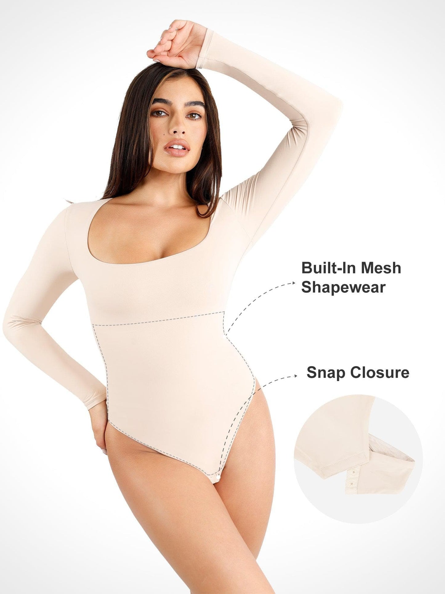 Shapewear Cloudsense Uzun Kollu Dikişsiz Bodysuit