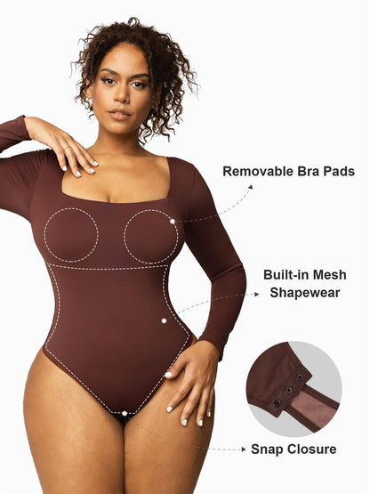 Shapewear Contour Uzun Kollu Kare Yaka Bodysuit