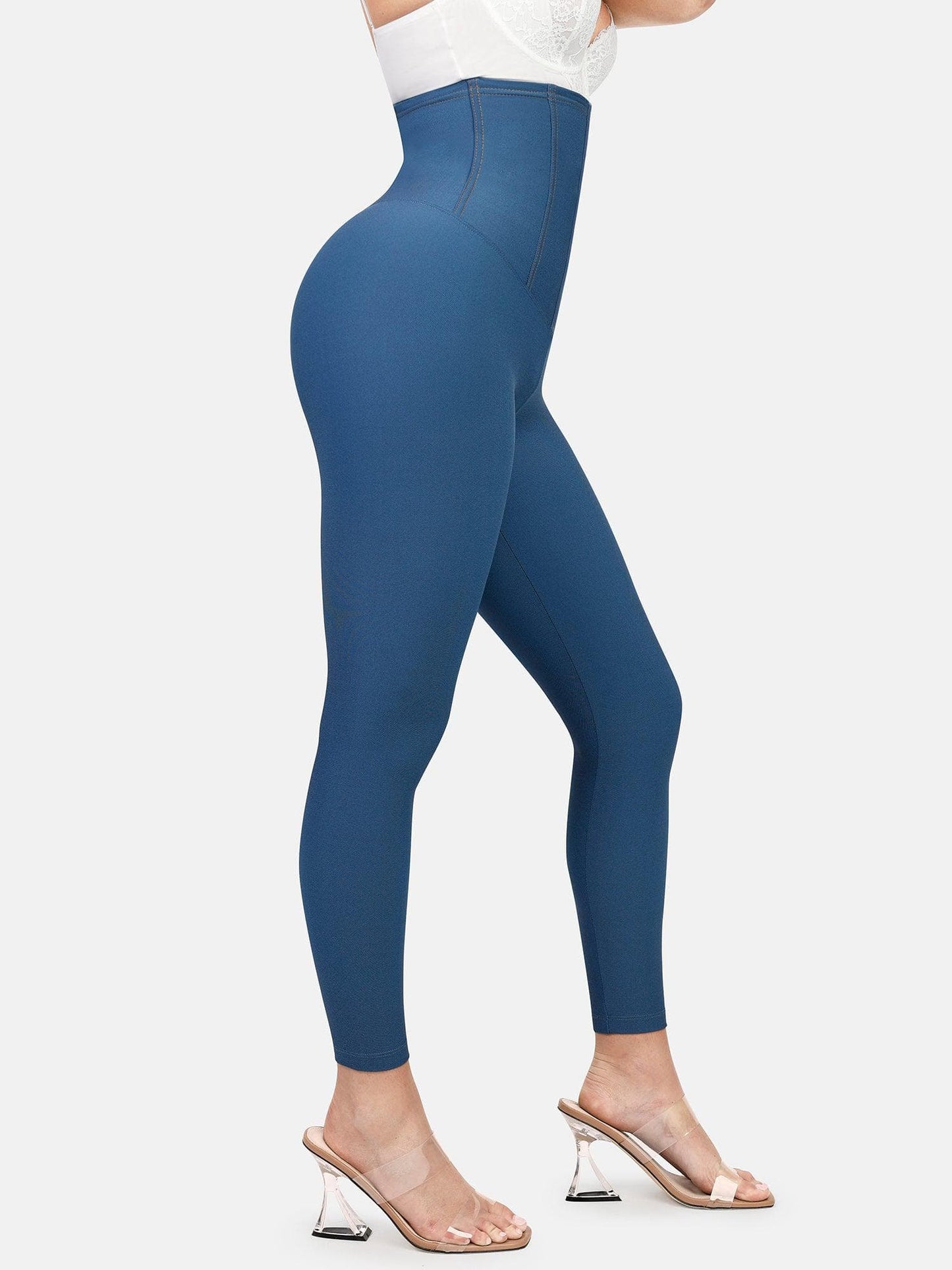 Shapewear Yüksek Bel Karın Kontrollü Denim Tayt