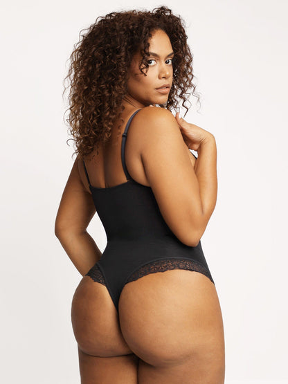 Shapewear Dantel Derin V Yaka Bodysuits veya Suni Deri Etekler