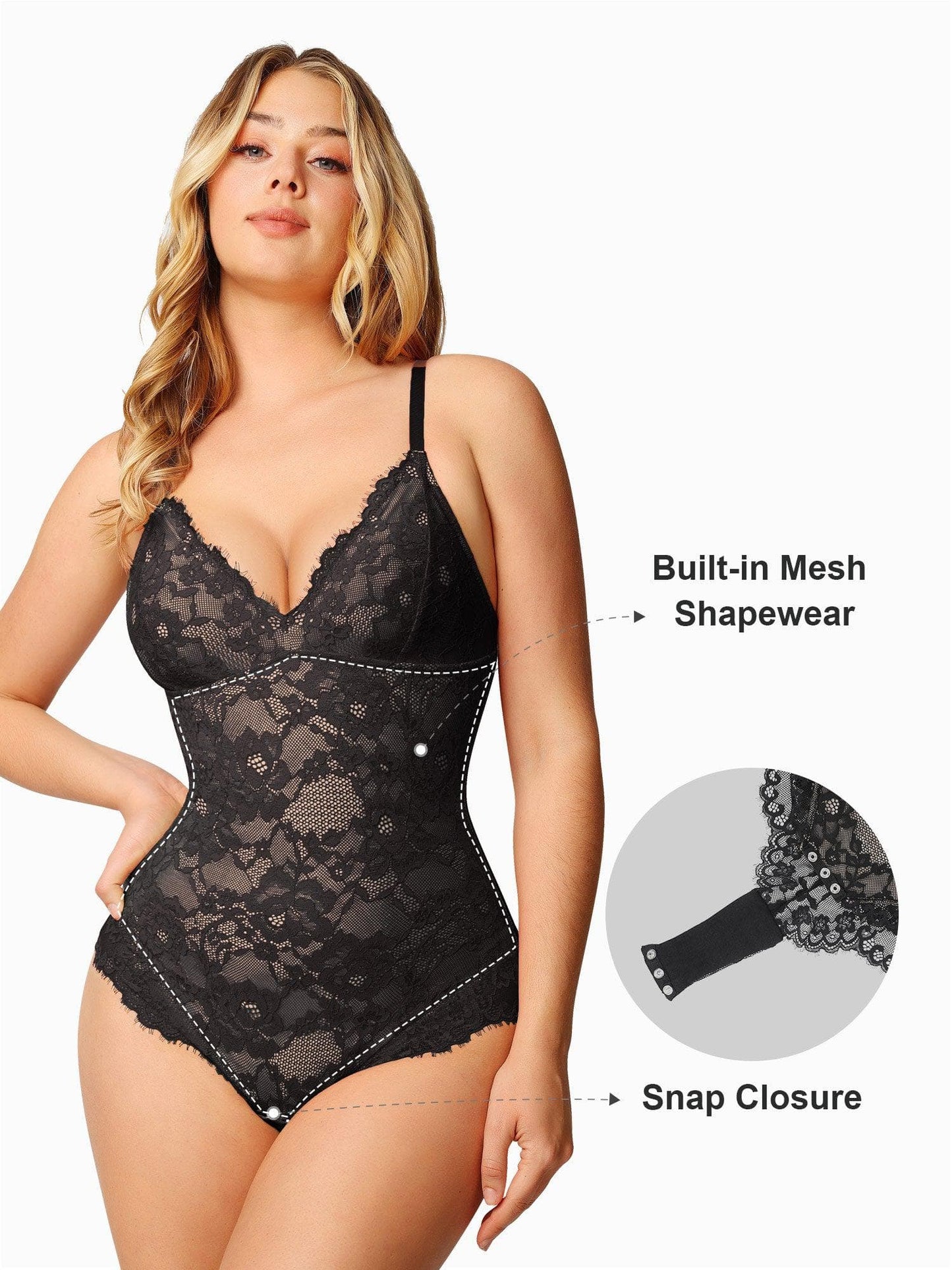 Shapewear Dantel Derin V Yaka Bodysuits veya Suni Deri Etekler