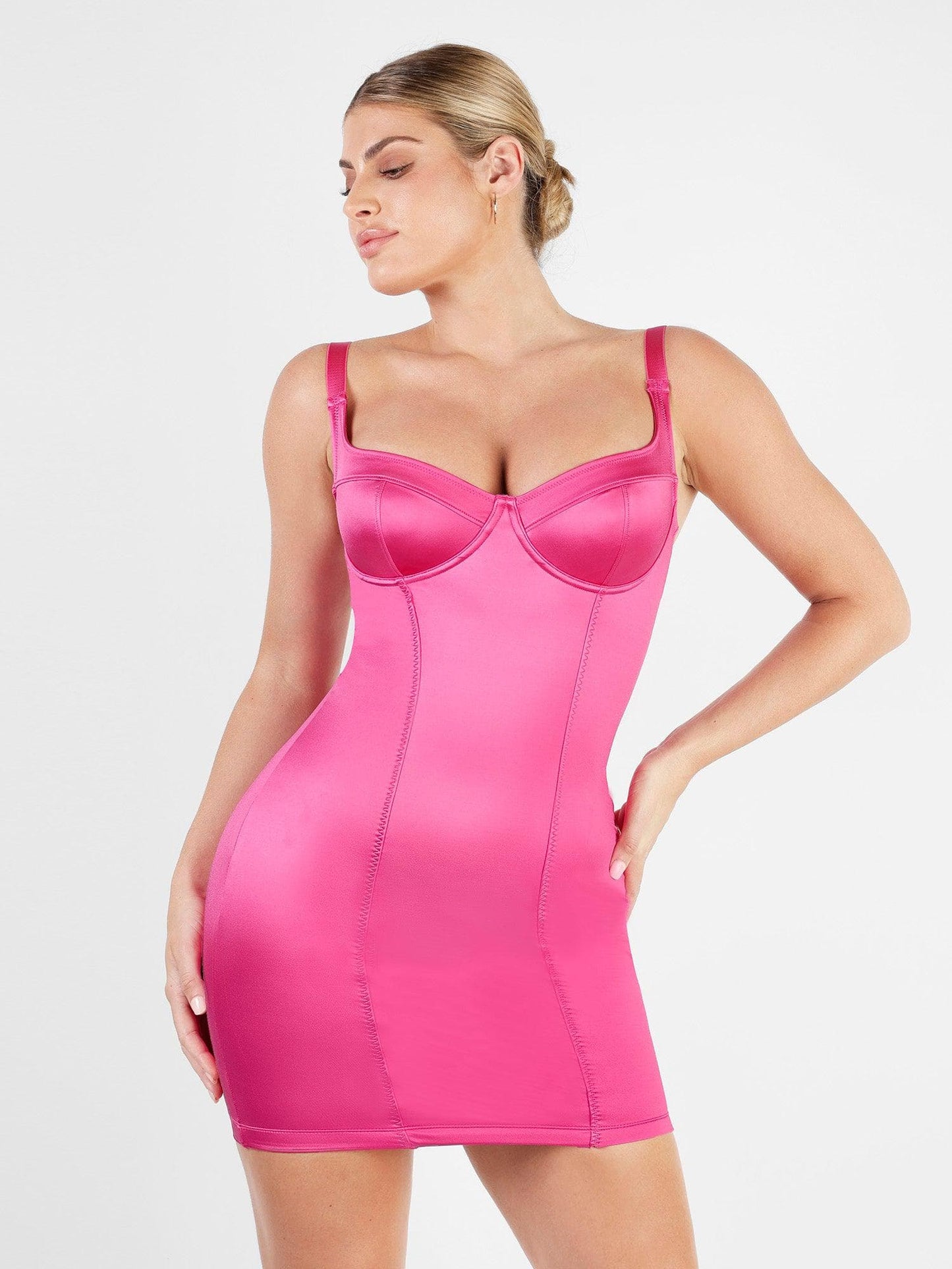 Shapewear Scuplting Saten Büstiyer Mini Elbise