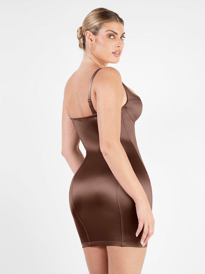 Shapewear Scuplting Saten Büstiyer Mini Elbise