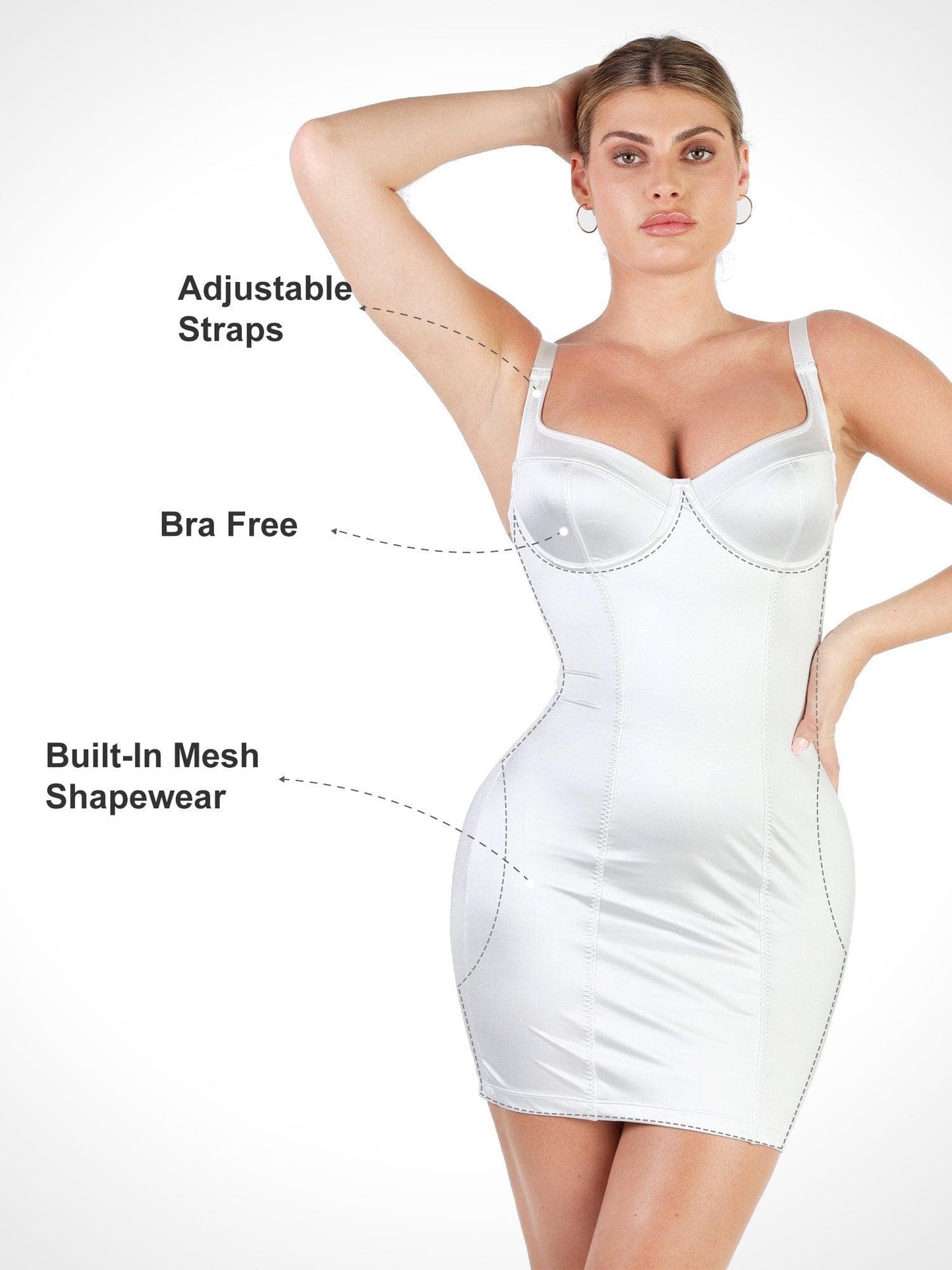 Shapewear Scuplting Saten Büstiyer Mini Elbise