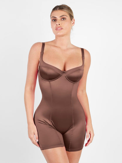 Shapewear Romper Metalik Parlak Tek Parça