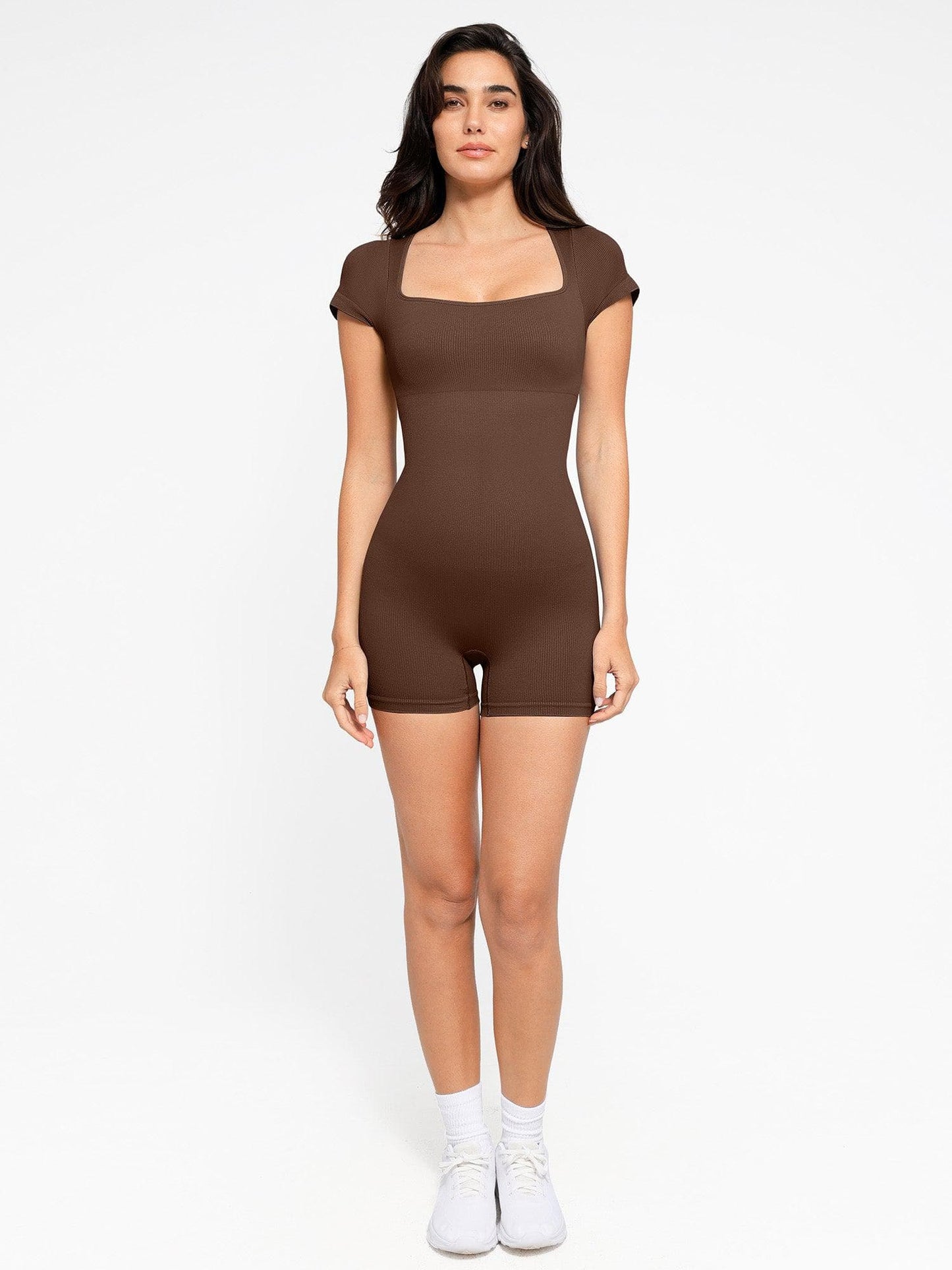 Shapewear Romper Dikişsiz Nervürlü Spor