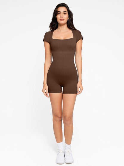 Shapewear Romper Dikişsiz Nervürlü Spor