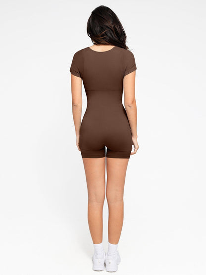 Shapewear Romper Dikişsiz Nervürlü Spor