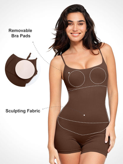 Shapewear Romper Dikişsiz Nervürlü Tank