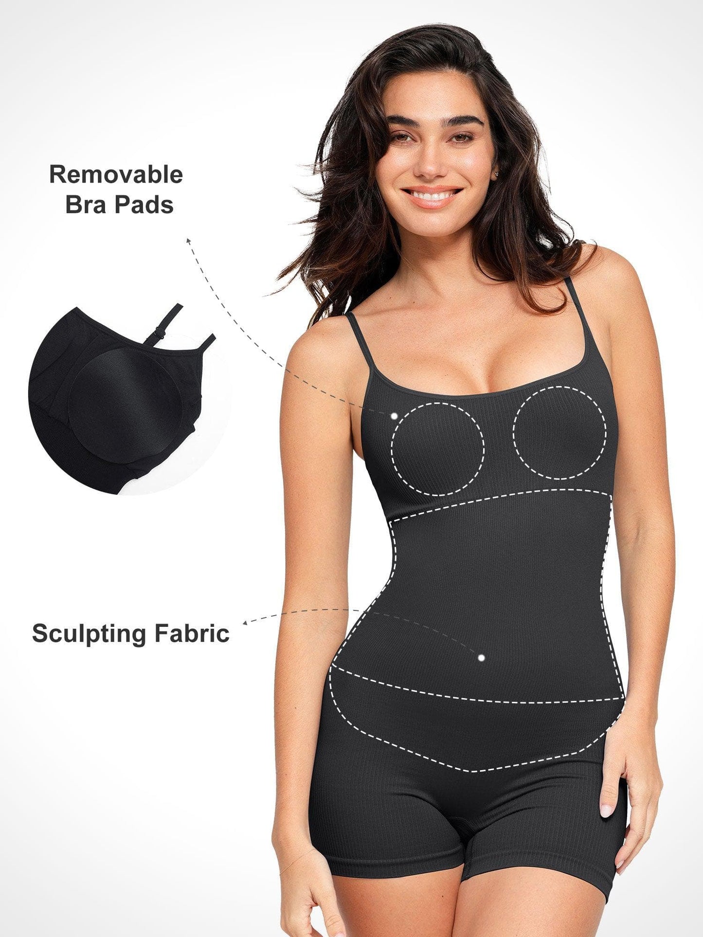 Shapewear Romper Dikişsiz Nervürlü Tank