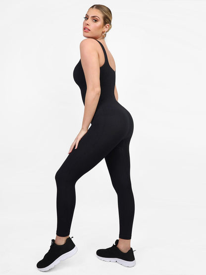 Shapewear Kare Yaka Dikişsiz Kolsuz Egzersiz Tulumu