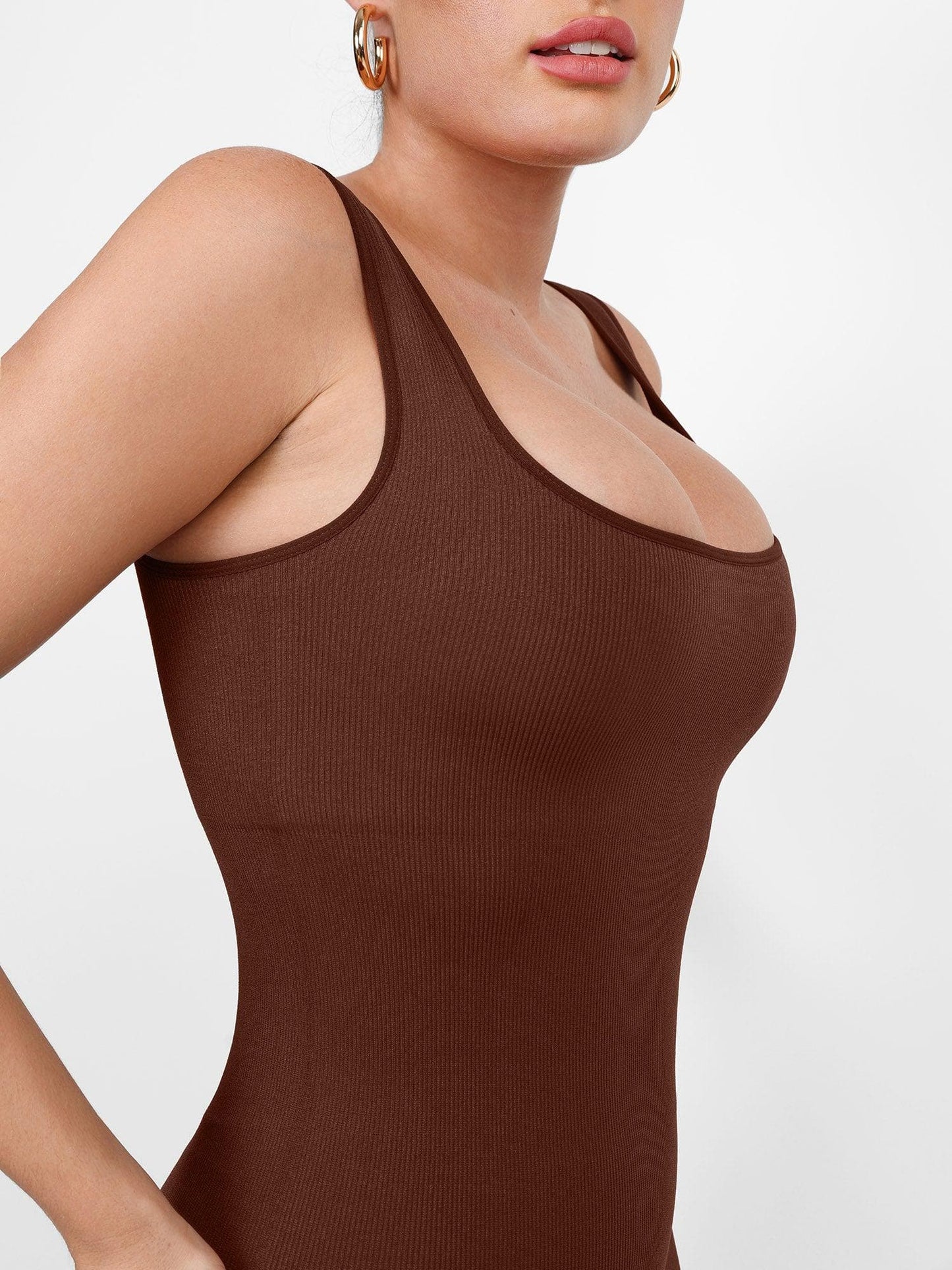 Shapewear Kare Yaka Dikişsiz Kolsuz Egzersiz Tulumu