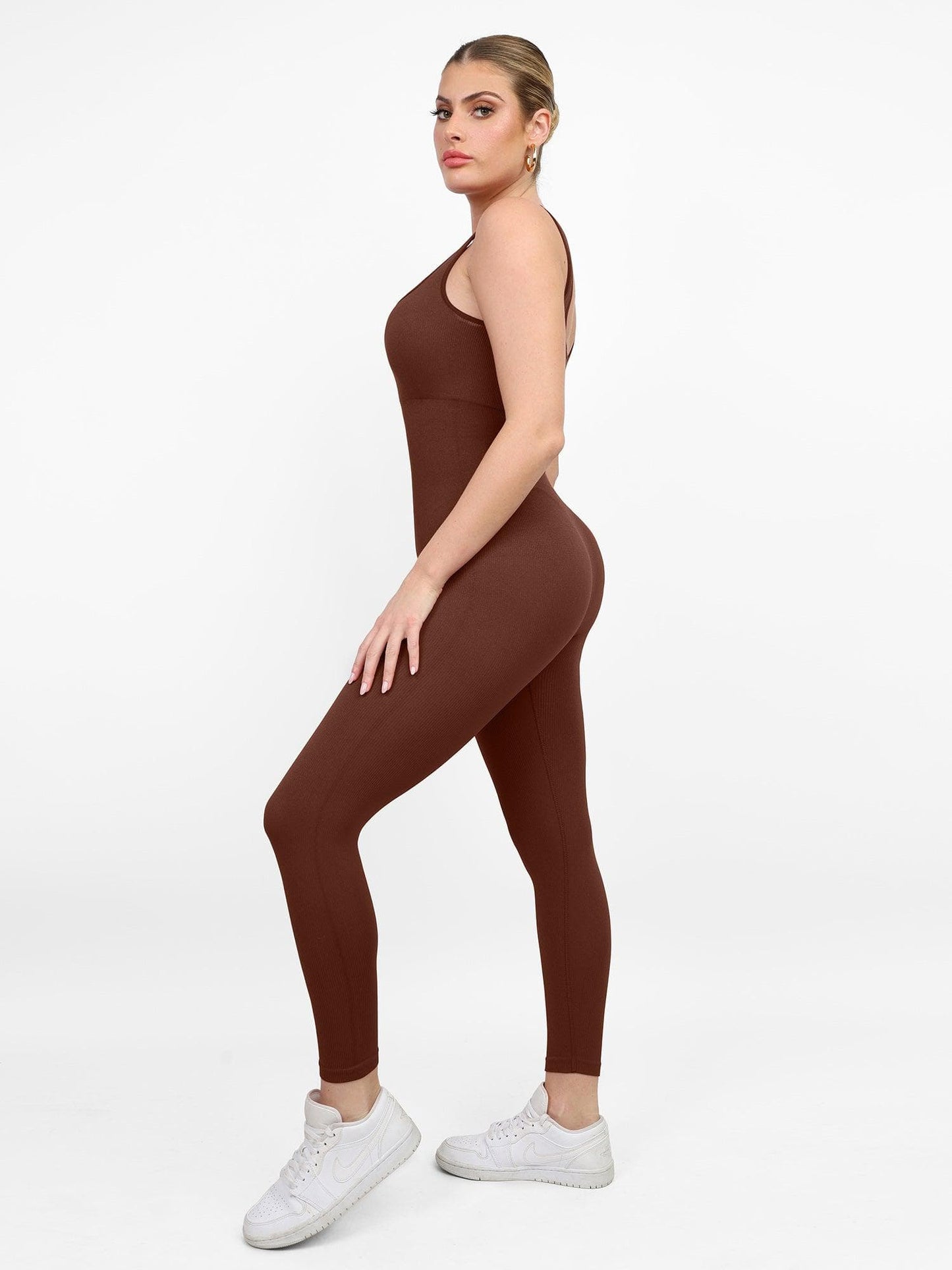 Shapewear Kare Yaka Dikişsiz Kolsuz Egzersiz Tulumu