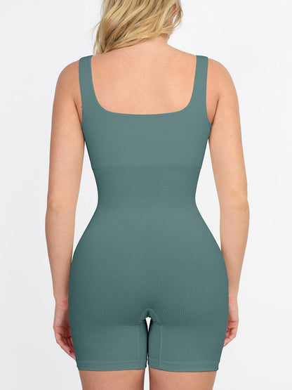 Shapewear Kare Yaka Dikişsiz Toparlayıcı Spor Tulum