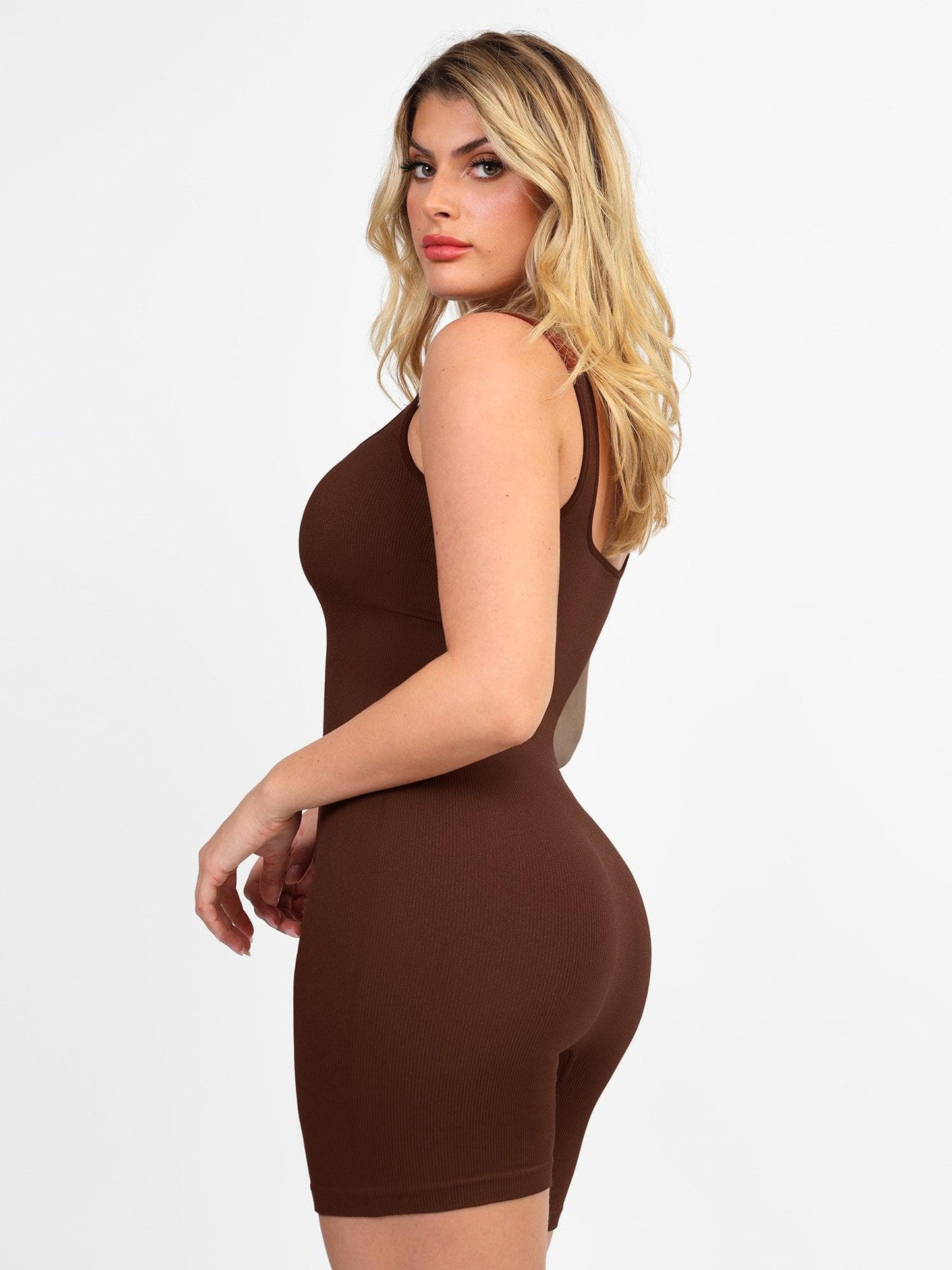 Shapewear Kare Yaka Dikişsiz Toparlayıcı Spor Tulum