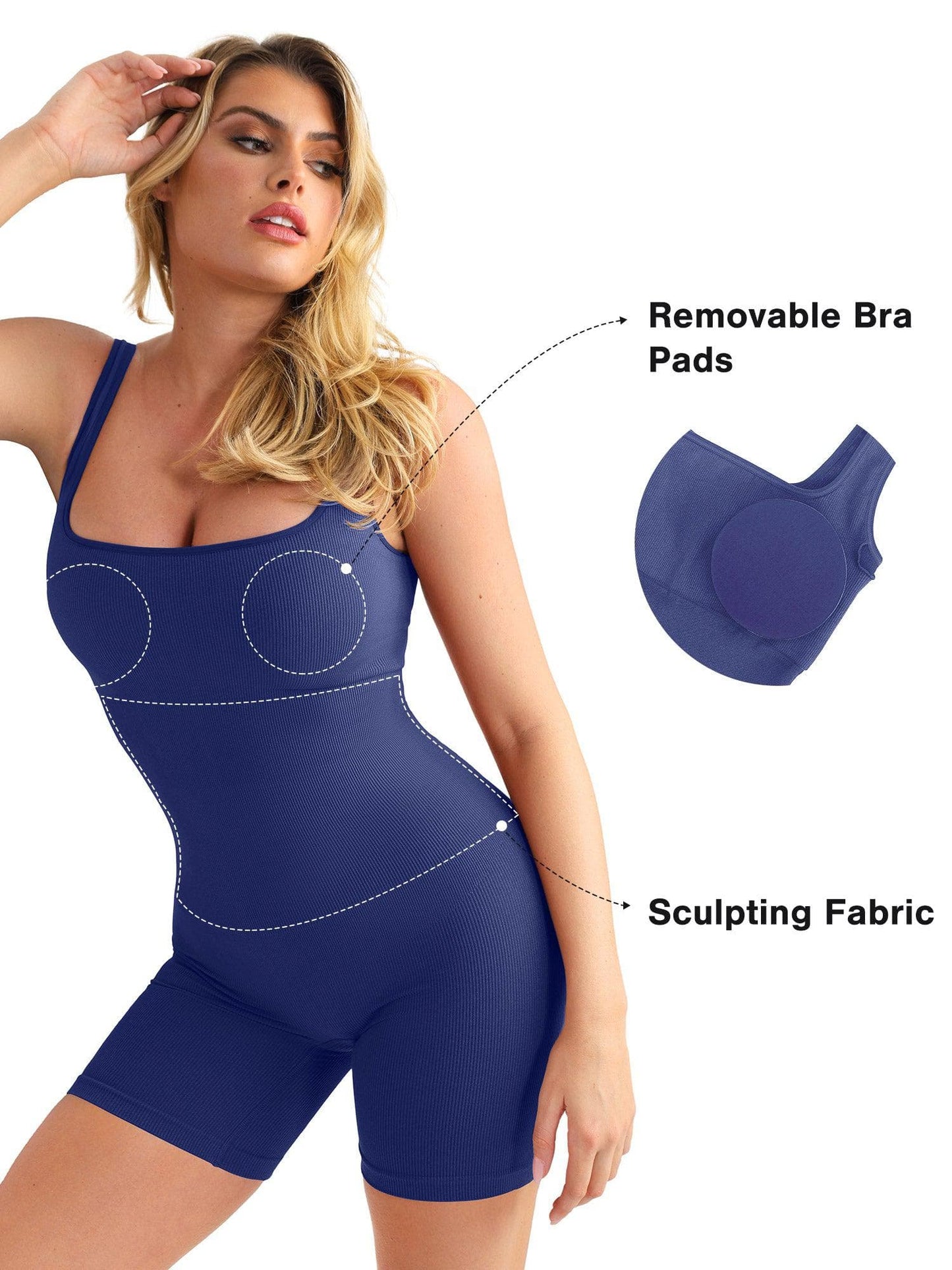 Shapewear Kare Yaka Dikişsiz Toparlayıcı Spor Tulum