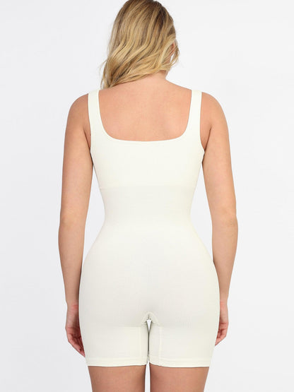 Shapewear Kare Yaka Dikişsiz Toparlayıcı Spor Tulum