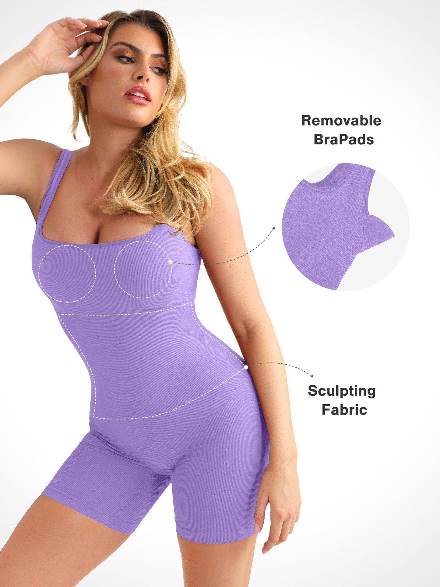 Shapewear Kare Yaka Dikişsiz Toparlayıcı Spor Tulum