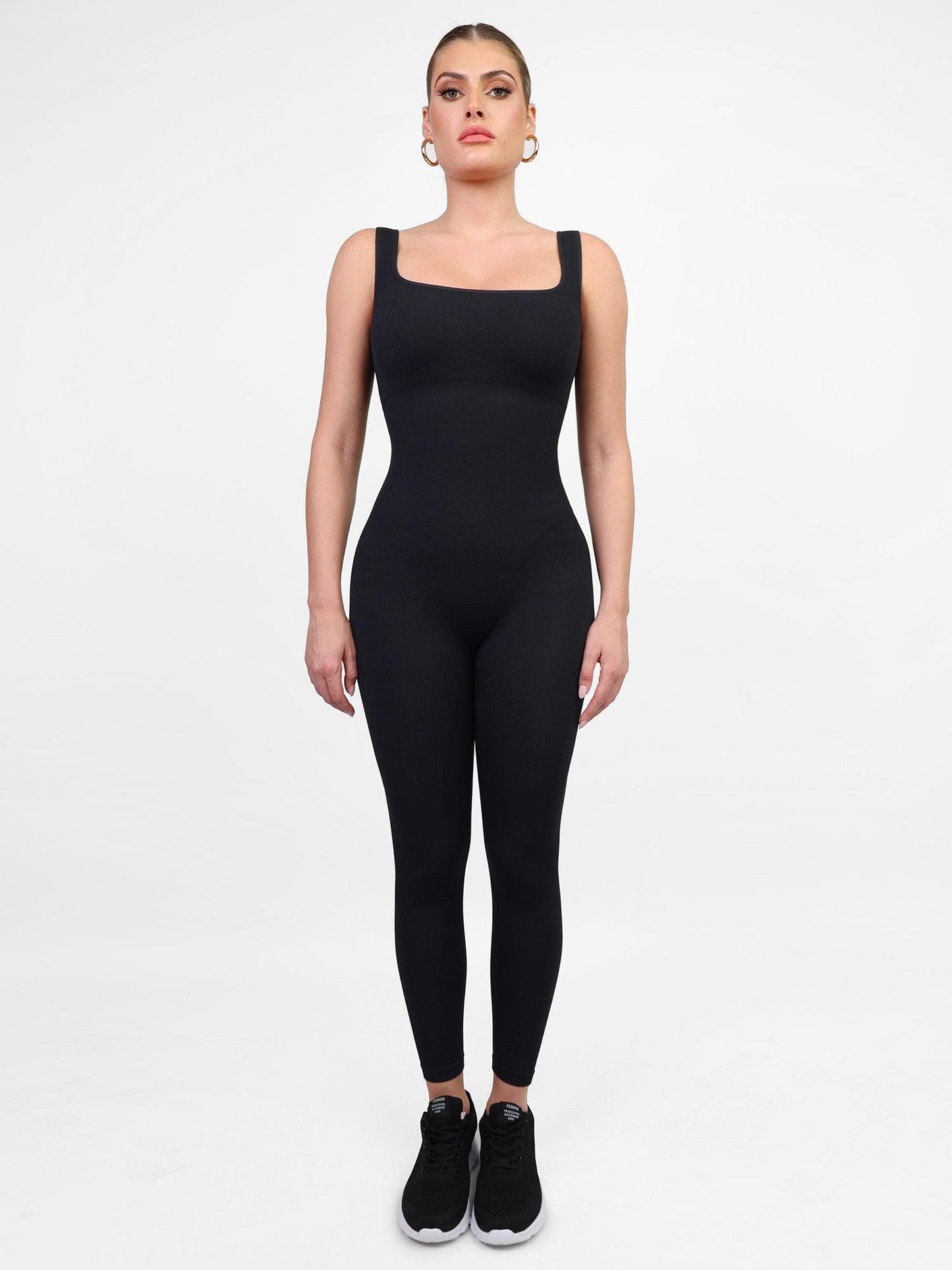 Shapewear Dikişsiz Kare Yaka Egzersiz Tulumu veya Romper